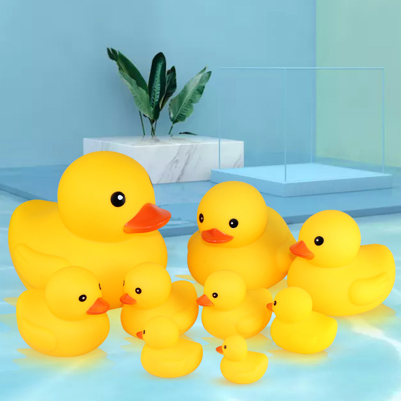Juguetes de baño para bebé, pato grande de goma, amarillo, Kawaii, Flotador para apretar