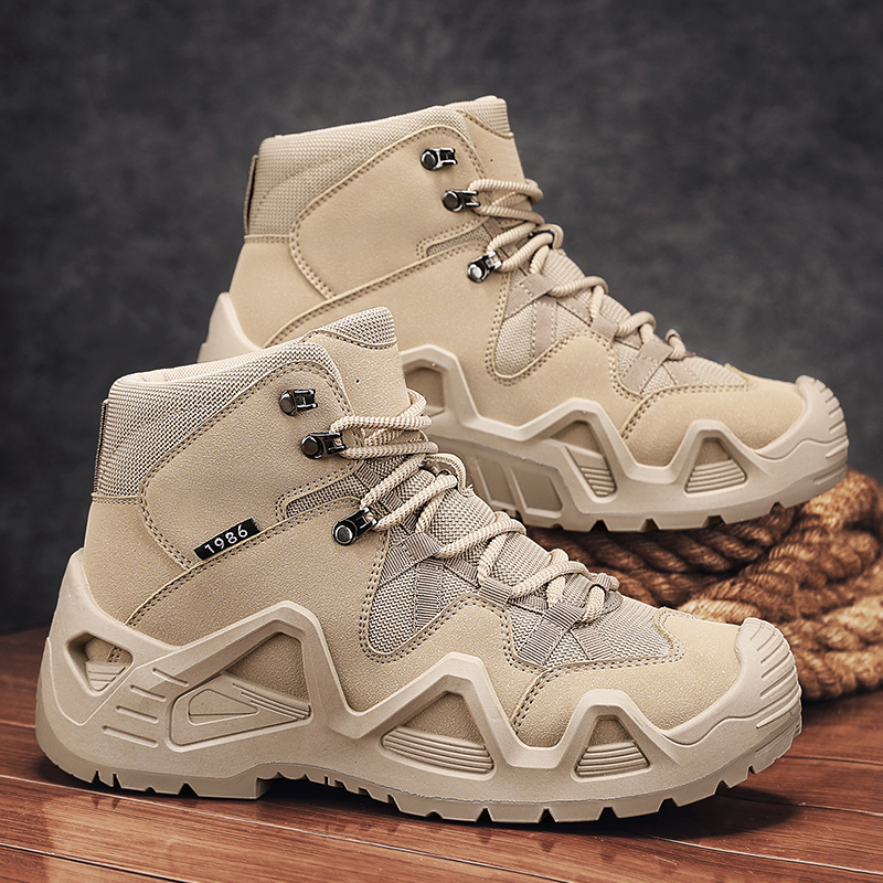 Bottes de randonnée pour hommes randonnée en plein air chaussures de travail d'entraînement antidérapantes chaussures de sport à semelles épaisses vertes 2025 nouvelles bottes d'automne et d'hiver