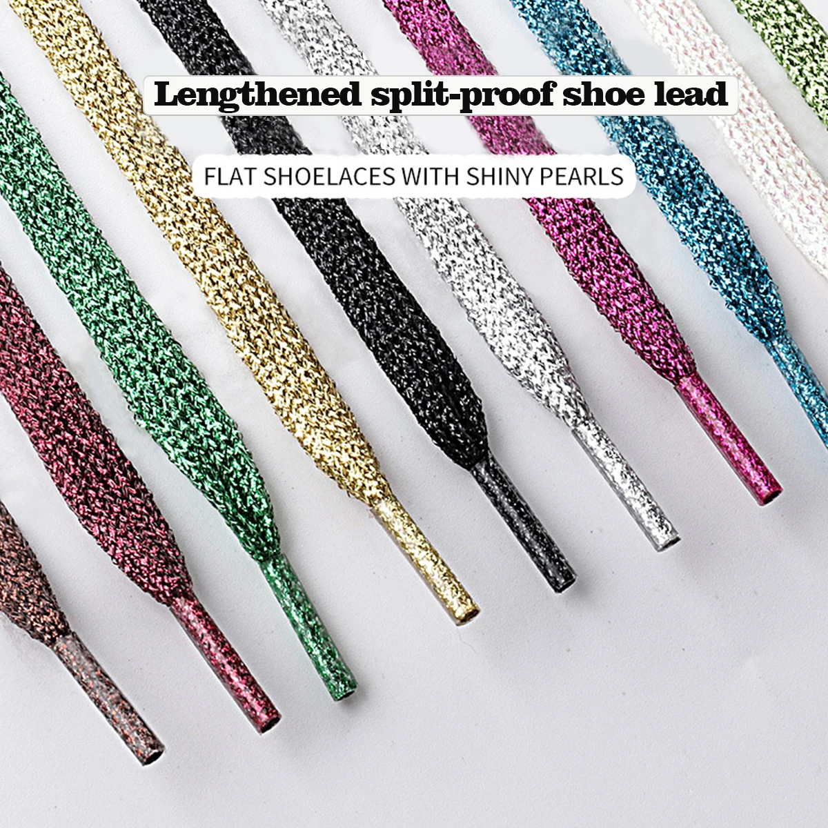 1 paio di lacci per scarpe da ginnastica piatti scintillanti metallizzati lucidi glitterati, lacci per scarpe, lacci piatti perlati