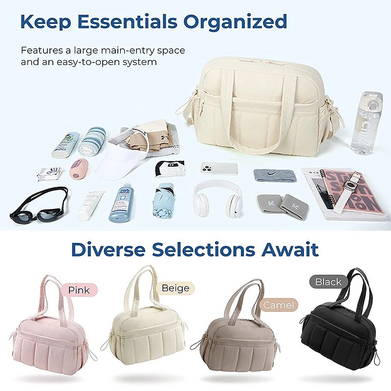 Bolsa de viagem leve sacola esportiva ombro bolsa de ginástica bagagem para mulheres fim de semana com vários bolsos à prova d'água