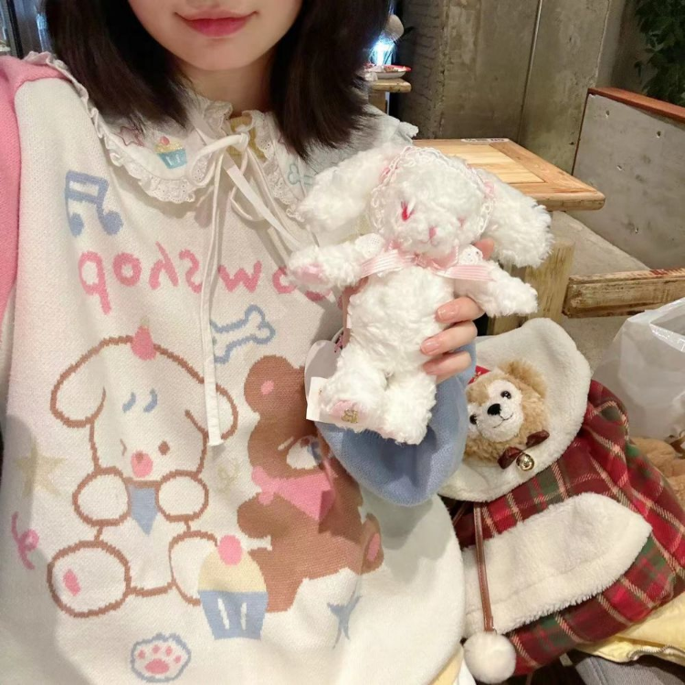 Camisas de encaje con cuello Peter Pan para mujer, blusas blancas de manga larga que combinan con todo, Tops con estampado de estrellas, dulce Kawaii