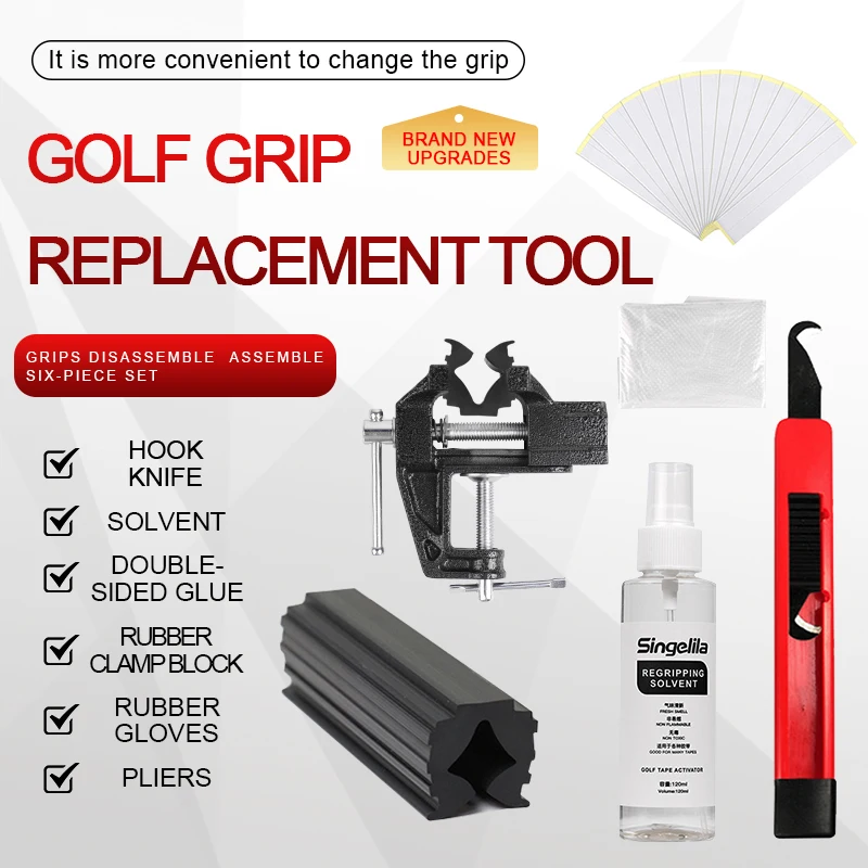 Kit de agarre para palos de Golf, herramienta de extracción de agarre de Golf, gancho solvente, cuchillo de repuesto, Kit de reparación de agarre de Golf, novedad de 2025