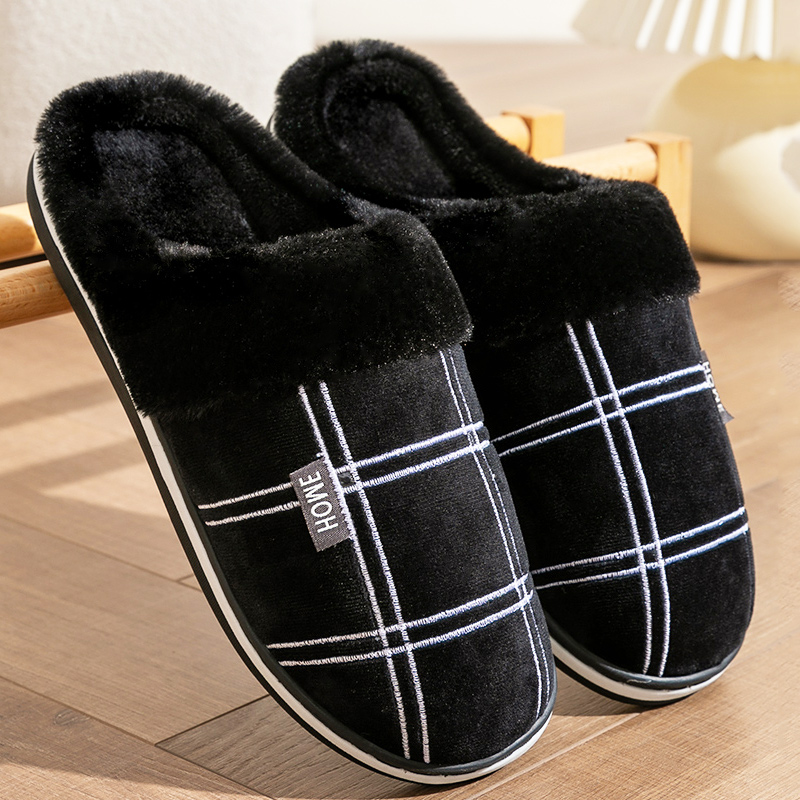 Huispantoffels voor heren Plaid Warm Zacht Comfortabel Antislip Woonkamerschoenen Stevige zool Grote maat 40-50