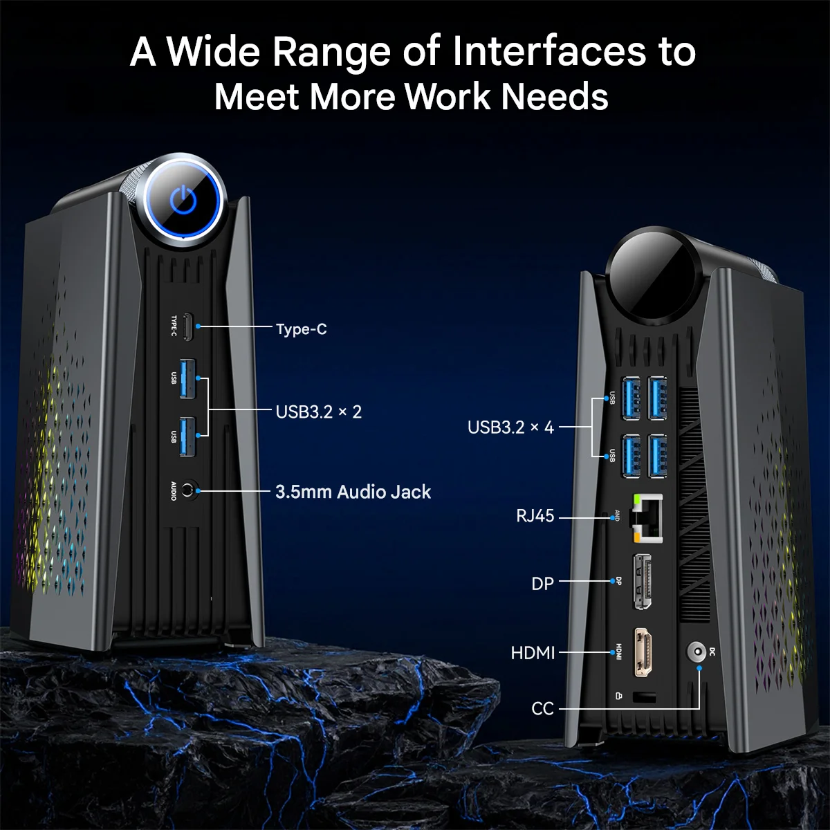 ACEMAGIC S3A Mini PC Gaming AMD R7 8745HS/8845HS R9 8945HS RAM 32GB DDR5 1TB SSD Komputer dla graczy Sterowanie oświetleniem RGB WiFi6 BT5.2