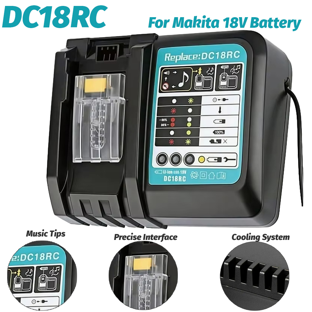 DC18RC Li-ion Battery Charger For Makita 14.4V 18V BL1830 Bl1430 DC18RF BL1815 BL1415 LXT400 BCl180W DC18RD DC18RE DC18SF BL1860