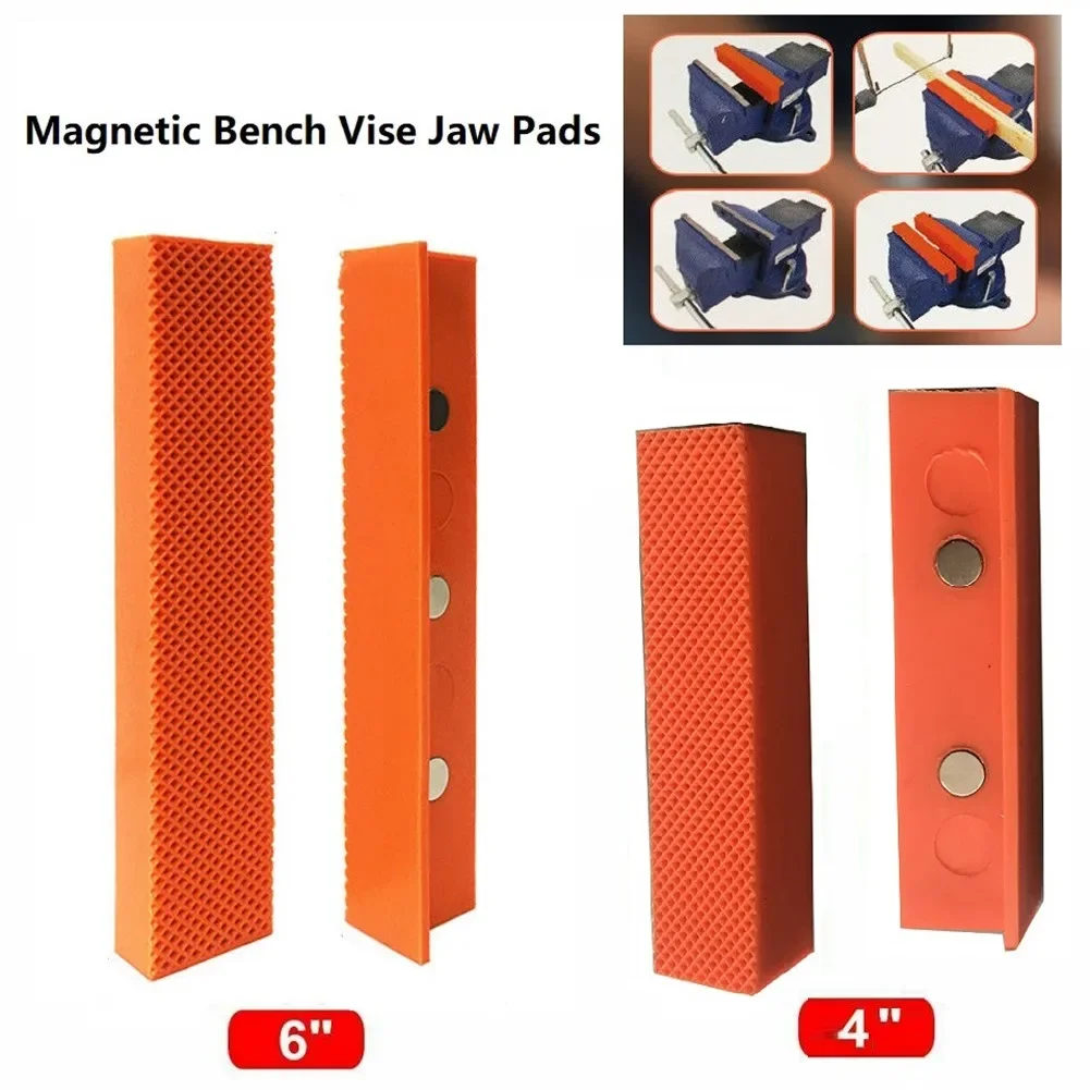 Almofadas magnéticas macias de mandíbula, 2 peças 4.5/6 tamanhos para torno de metal, máquina de ferramentas, torno macio, metal, carpintaria, fixação, peça de proteção