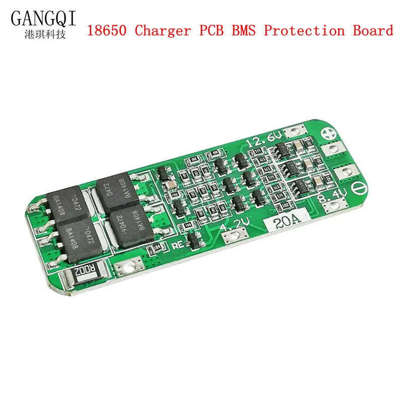 3S 20A Li-ion batería de litio 18650 Placa de protección del cargador PCB BMS 11,1 V 12V 12,6 V módulo de protección de carga celular
