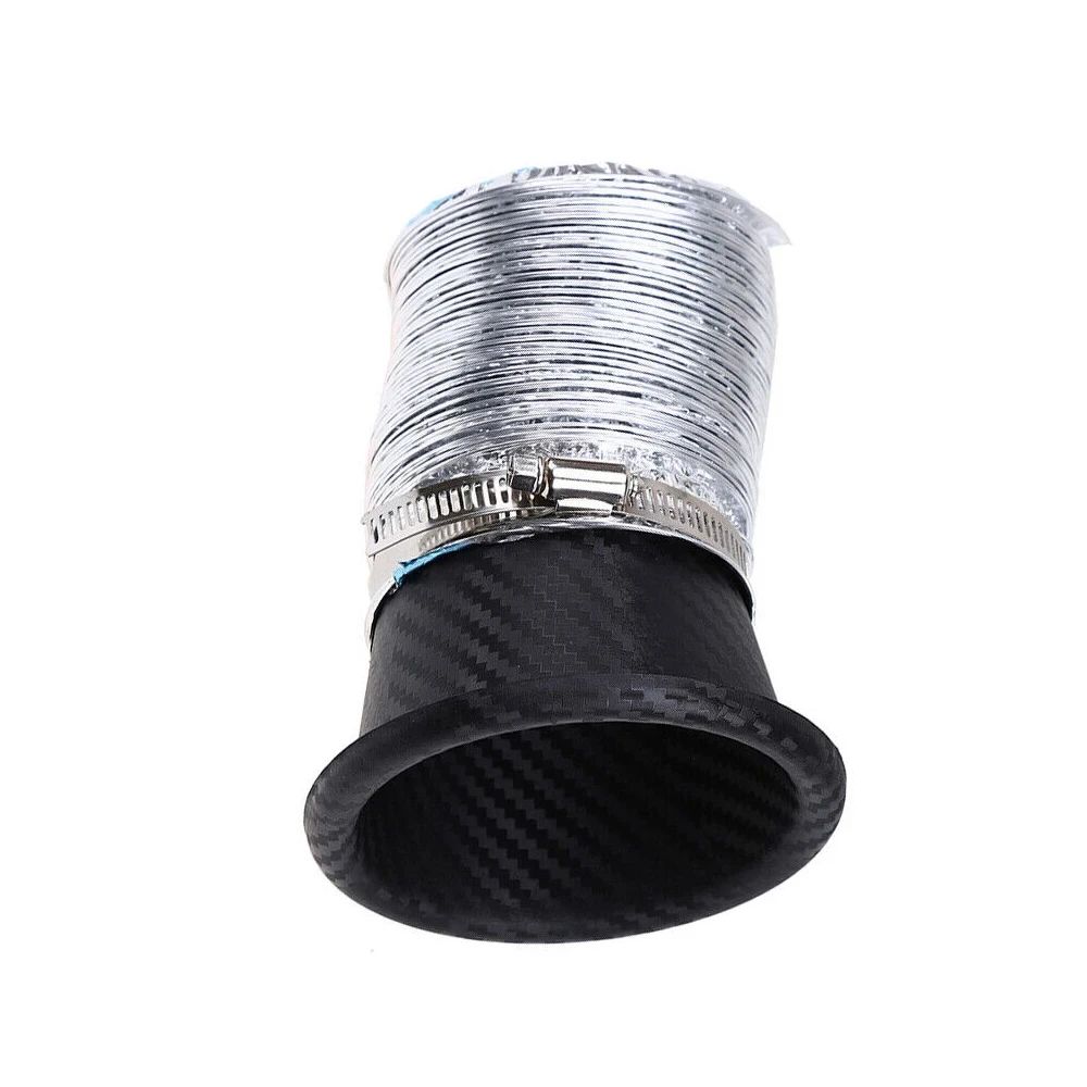 Universal Carbon Fiber modified ABS Square Round Car Front Bumper Turbo Funnel Turbine Inlet Air Intake Guide Telescopic Pipe Ki