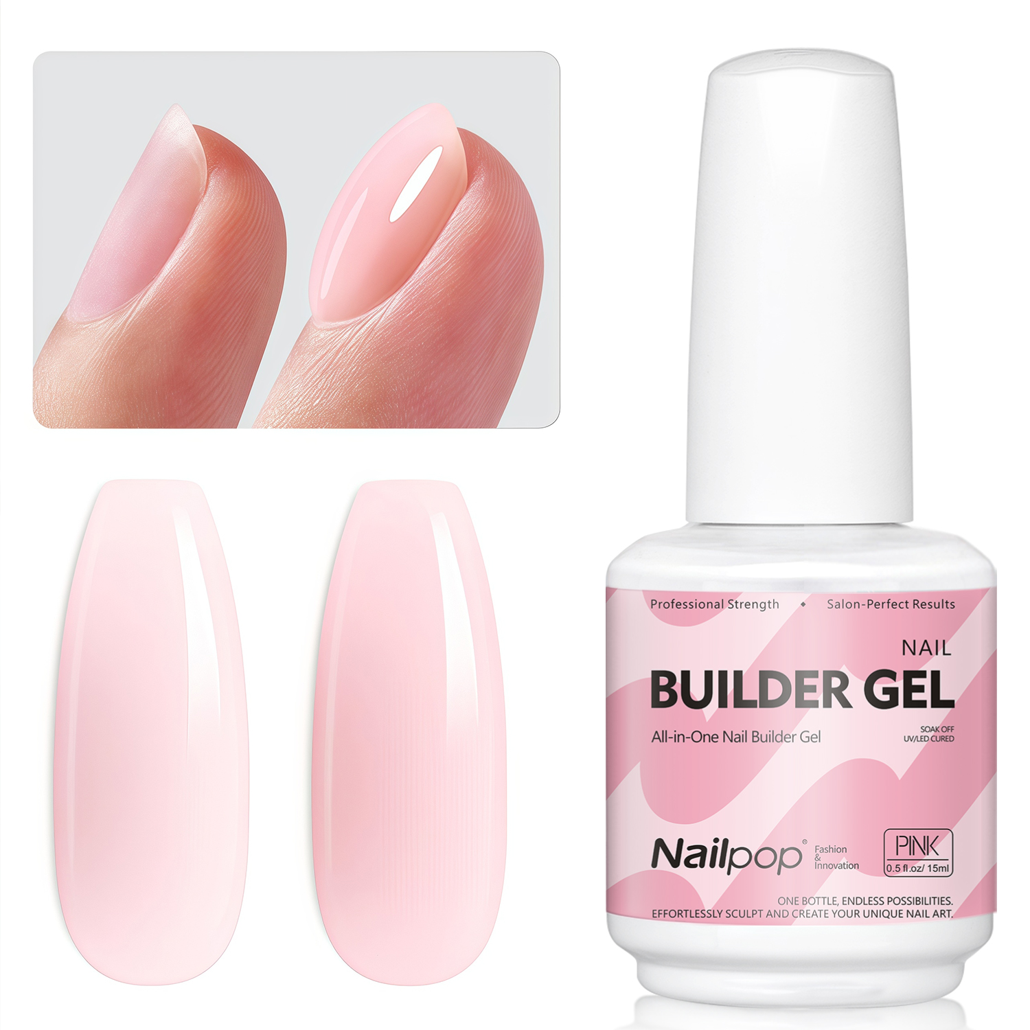 Nailpop 15 мл Гель-лак для ногтей Builder для укрепления ногтей Apex и наращивания Модернизированный замачиваемый УФ-гель со стразами, 4 цвета