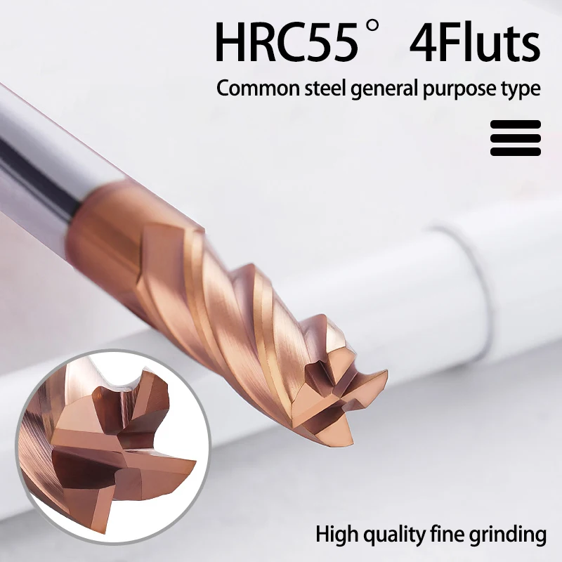 KaKarot HRC55 คาร์ไบด์ end mill 1 2 4 5 6 8 10 12 มม.4 ขลุ่ยเครื่องตัดตัดเครื่องตัดเหล็ก CNC Maching EndMill เครื่องตัด