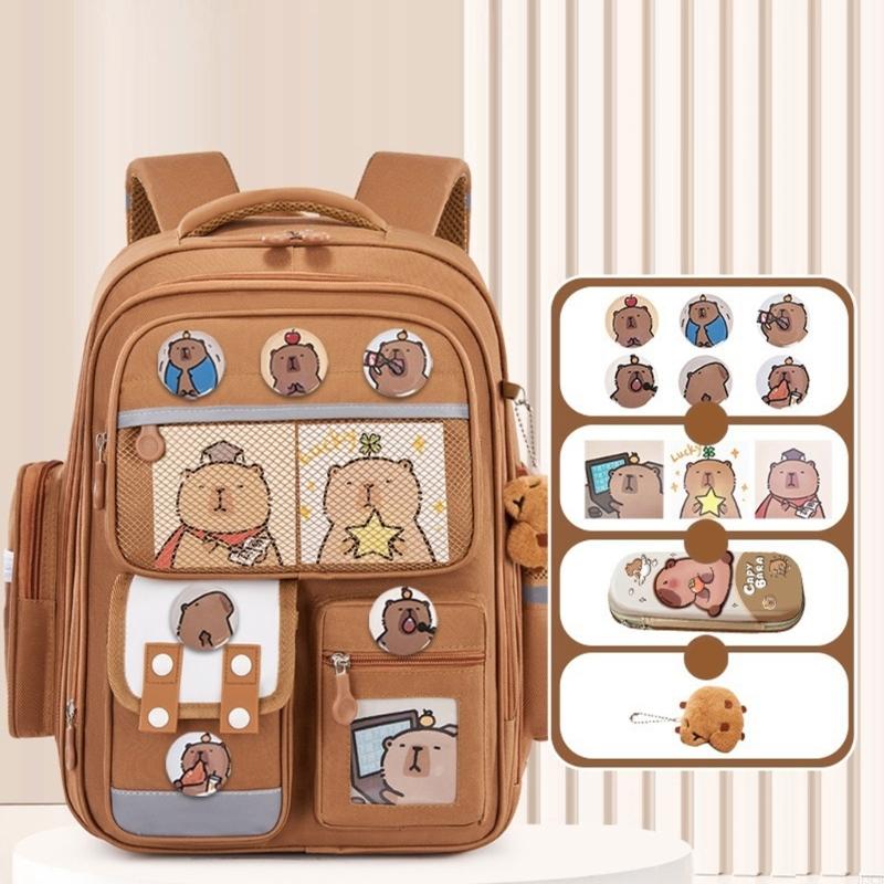 H3CB Unique Capybara Designs à pour les élèves du primaire Ergonomic Schook avec sangle réglable pour le confort