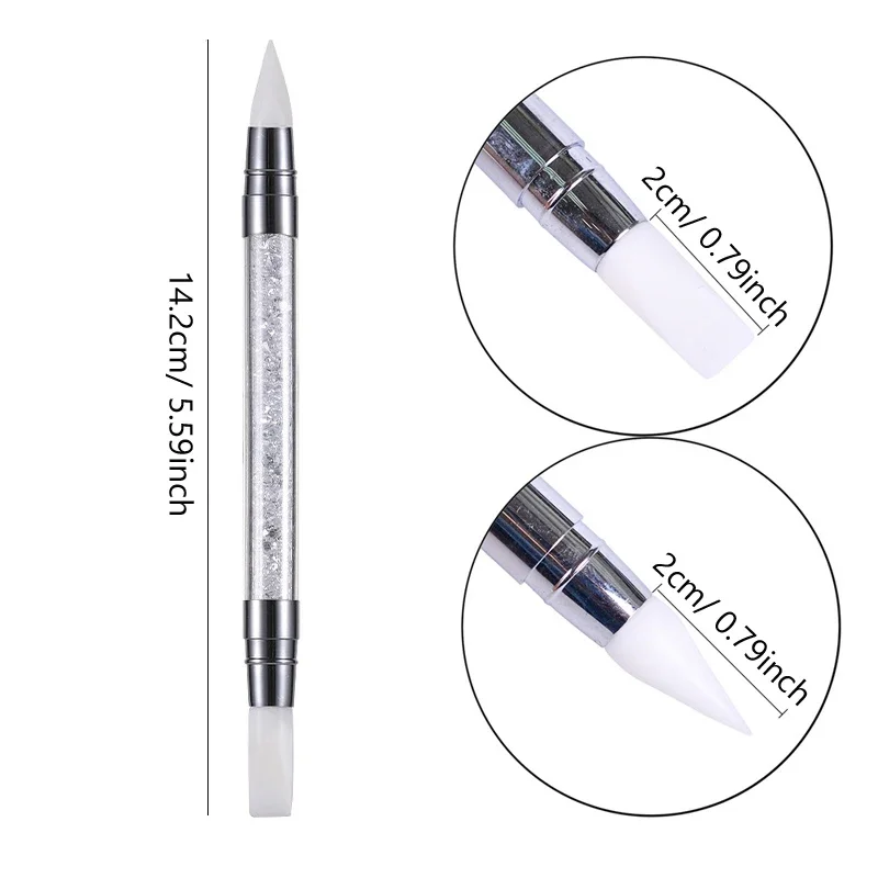 1 Pc 2 Kết Thúc Móng Tay Nghệ Thuật Silicone Điêu Khắc Bút 3D Khắc Tự Làm Lấp Lánh Bột Chất Lỏng Làm Móng Dotting Bàn Chải Móng Tay đầu Dụng Cụ