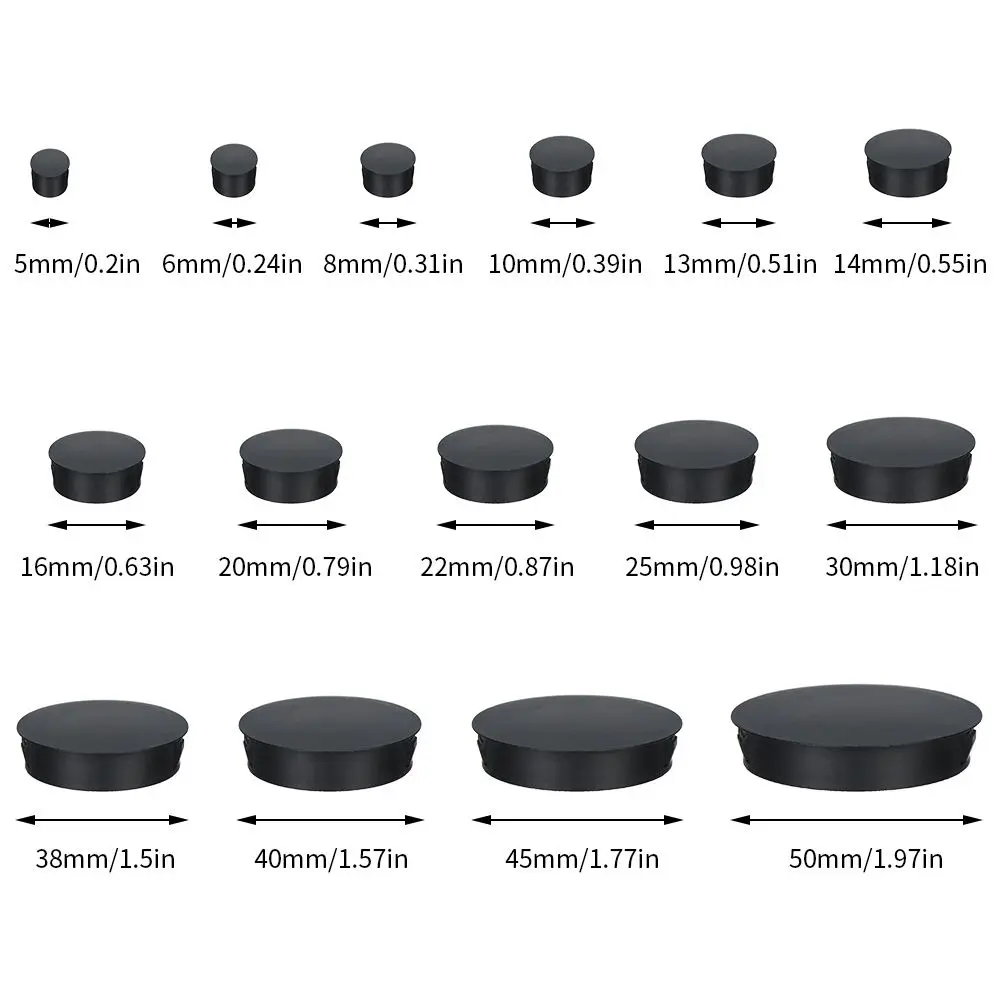 8pcs/pack Black Round Plastic Hole Plug Head Hole Decorative Cap Ceramic Tile Hole Bulkhead Buckle Type Pipe Plug Cover