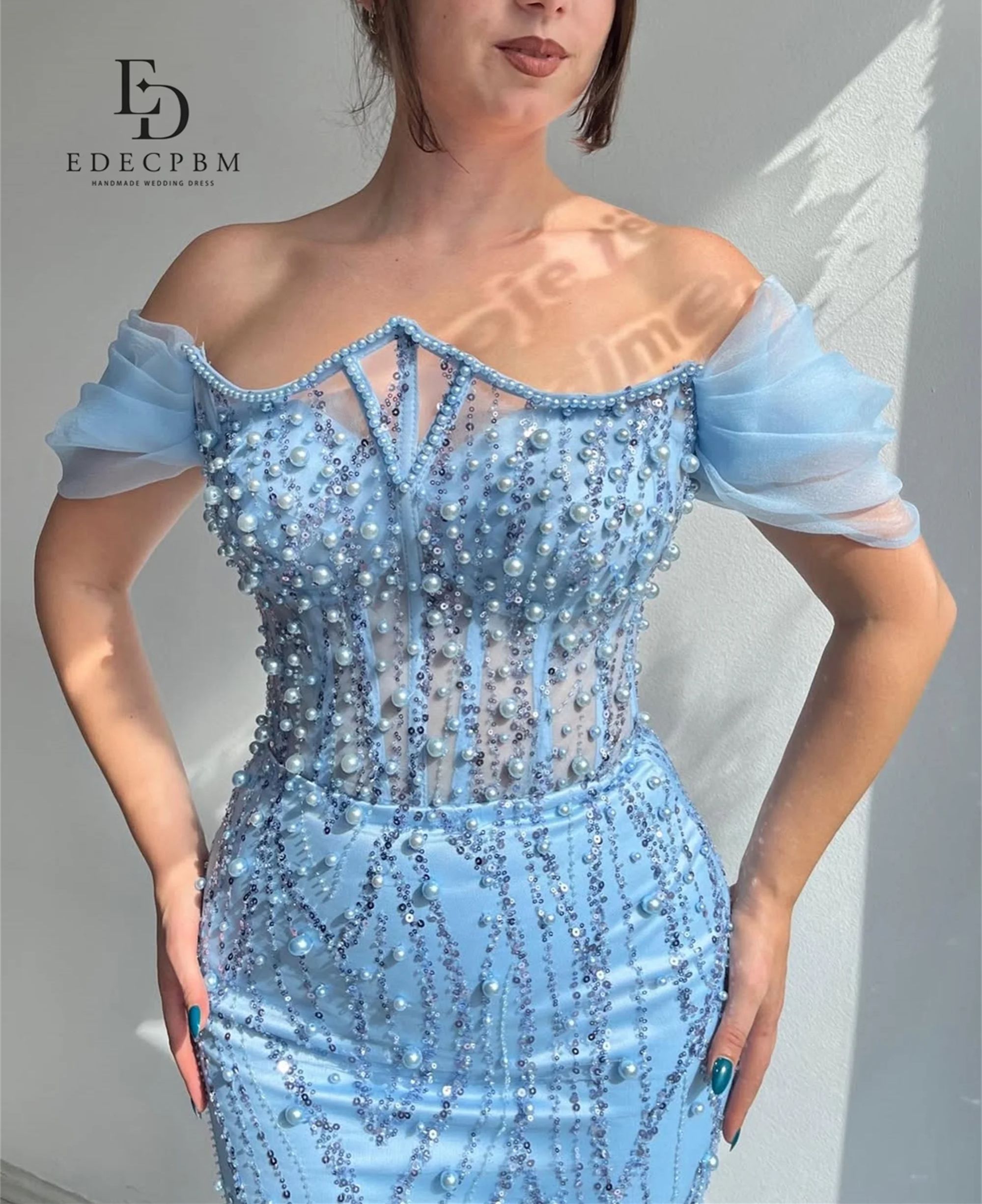 EDECPBM Customized Luxurious Dresses Gala Dress Mermaid Women's Evening Party Dresses for Special Occasions Glitter Fabric Prom