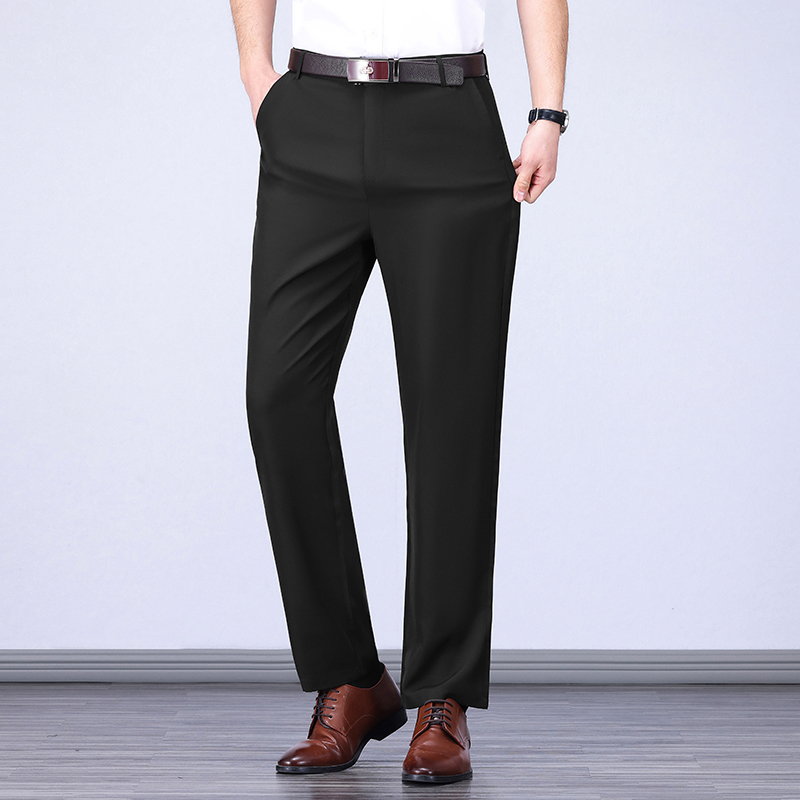 Male Pants Stretch Solid Black Smart Casual Men's Trousers Office Quick Dry Suit Pants New Spring Autumn Korean Straight Pants