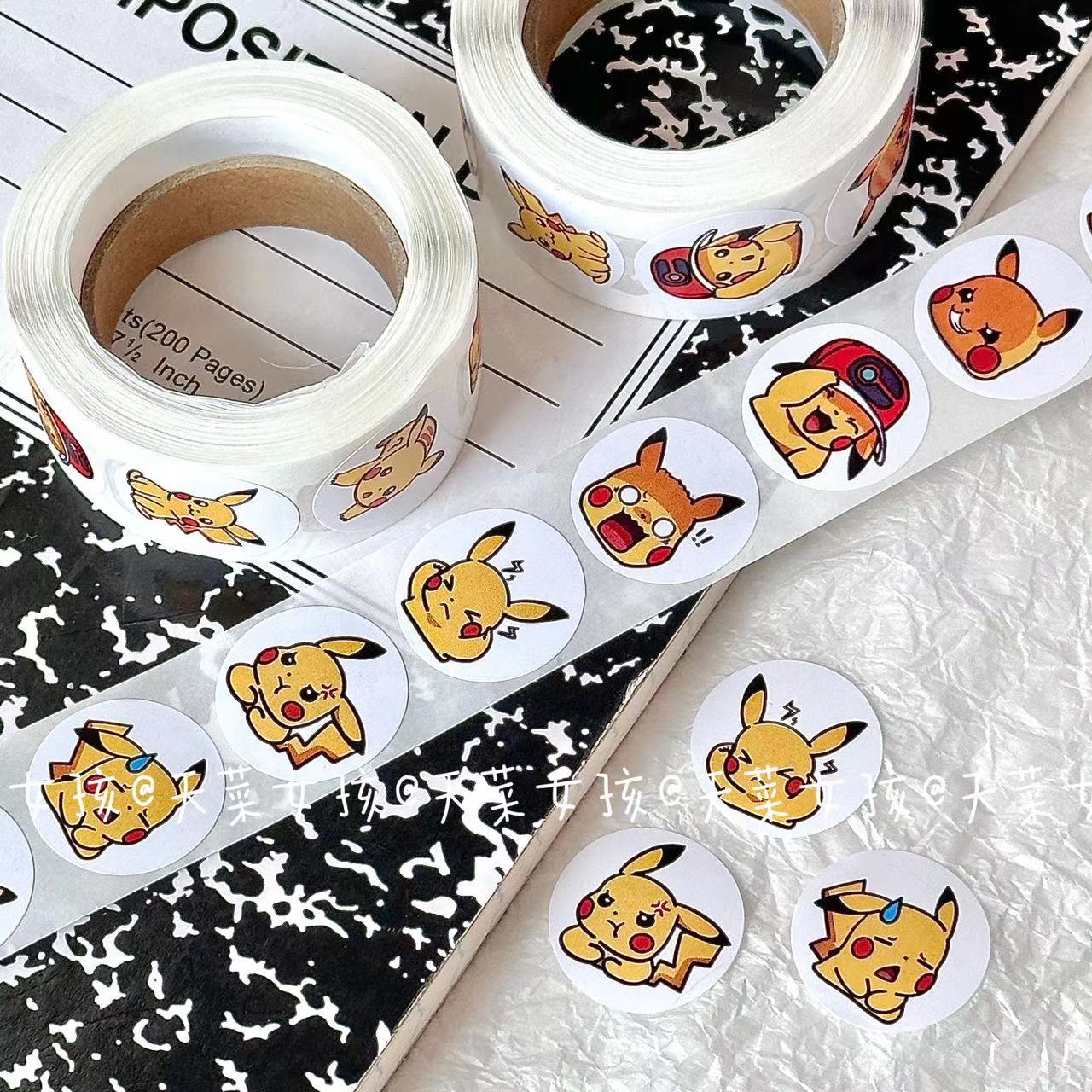 500PCS Anime Nette Pokemon Pikachu Aufkleber Kawaii Charizard Runde Dichtung Aufkleber Rollen Aufkleber Graffiti Gepäck Aufkleber Spielzeug