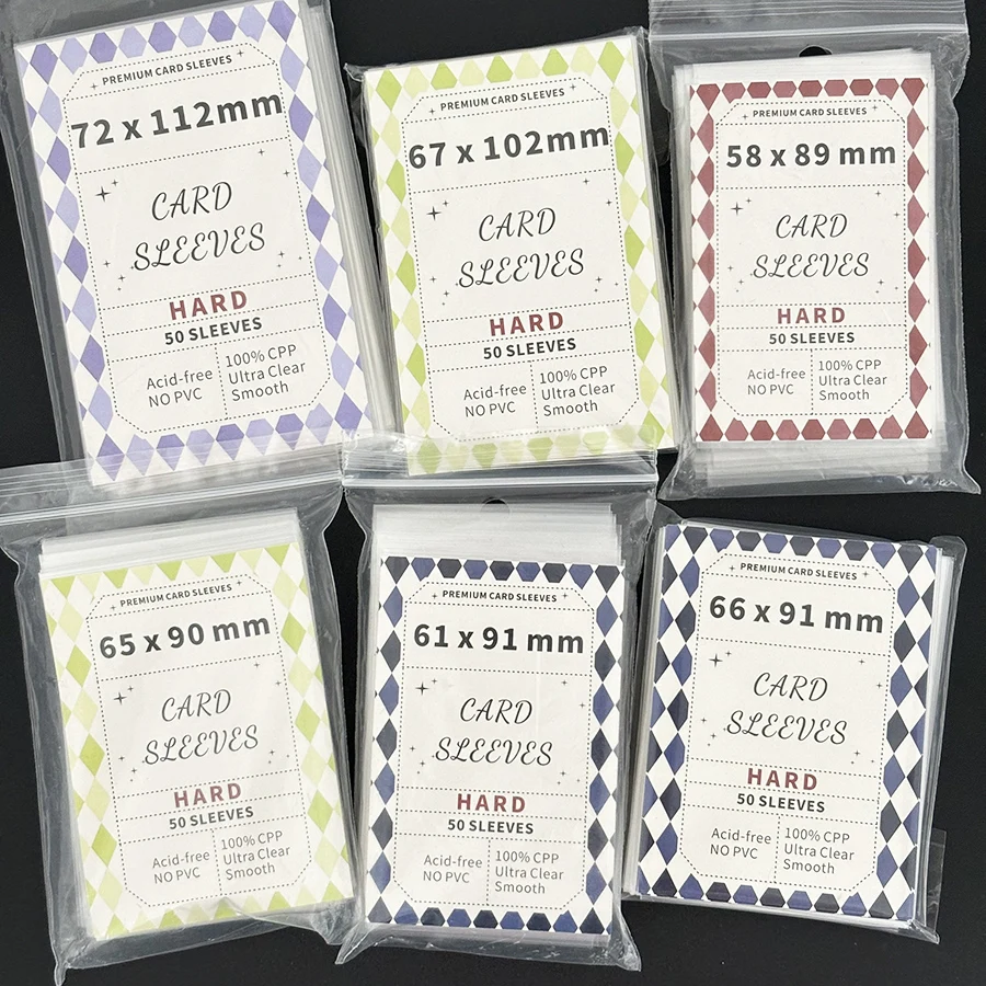 SKYSONIC 50pcs Kpop Card Sleeves Multi Size Clear Holder For Holo Postcards Top Load Film Photocard Game Cards Protector