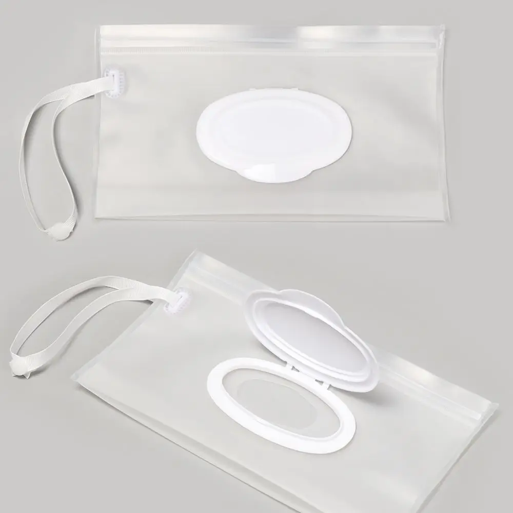 Eco-Friendly Snap Strap Limpeza Clamshell Box, Wet Wipes Bag, Guardanapo Bolsa De Armazenamento, Recipiente Cosmético, Wipes Case
