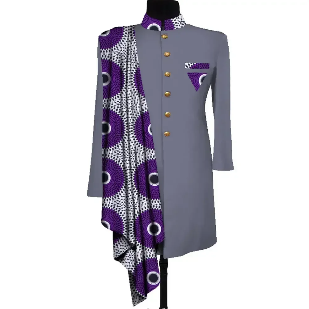 Afrikanische Männer Mantel Langarm Männer Kleidung Anzug Jacke Dashiki Tops Mantel Drucken Patchwork Blazer Hochzeit Kleid Anzug Hemd WYN1055