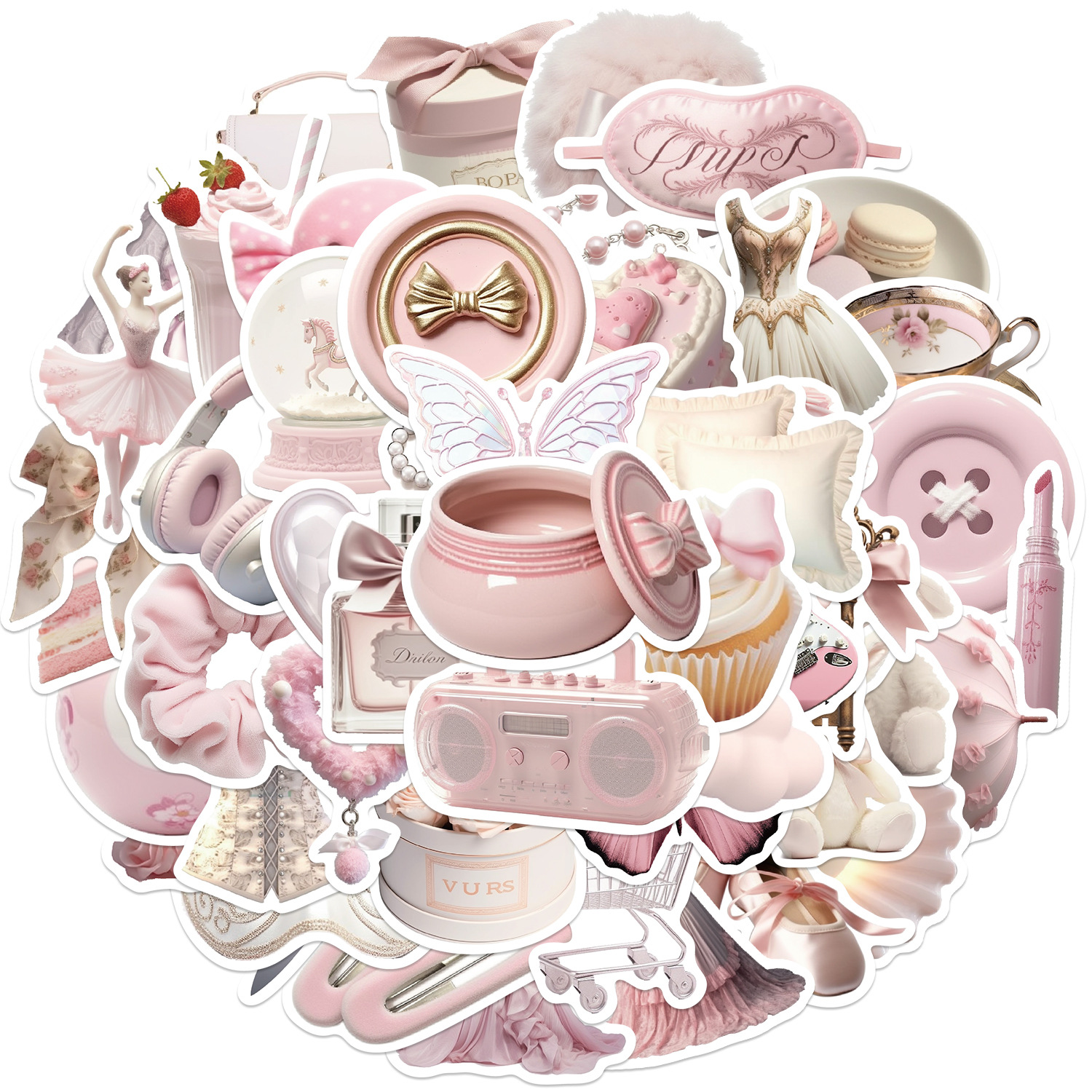 50PCS Pink Gentle Ballet Girl Style Graffiti Stickers chitarra Notebook bagagli adesivi impermeabili fai da te giocattolo