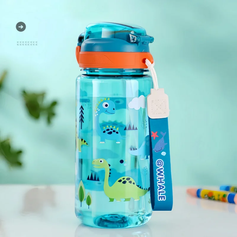 600ml Dinosaurus Waterfles Voor Kinderen Water Sippy Cup Met Siliconen Stro Lekvrij Plastic Waterflessen Zomer Kids Water cup