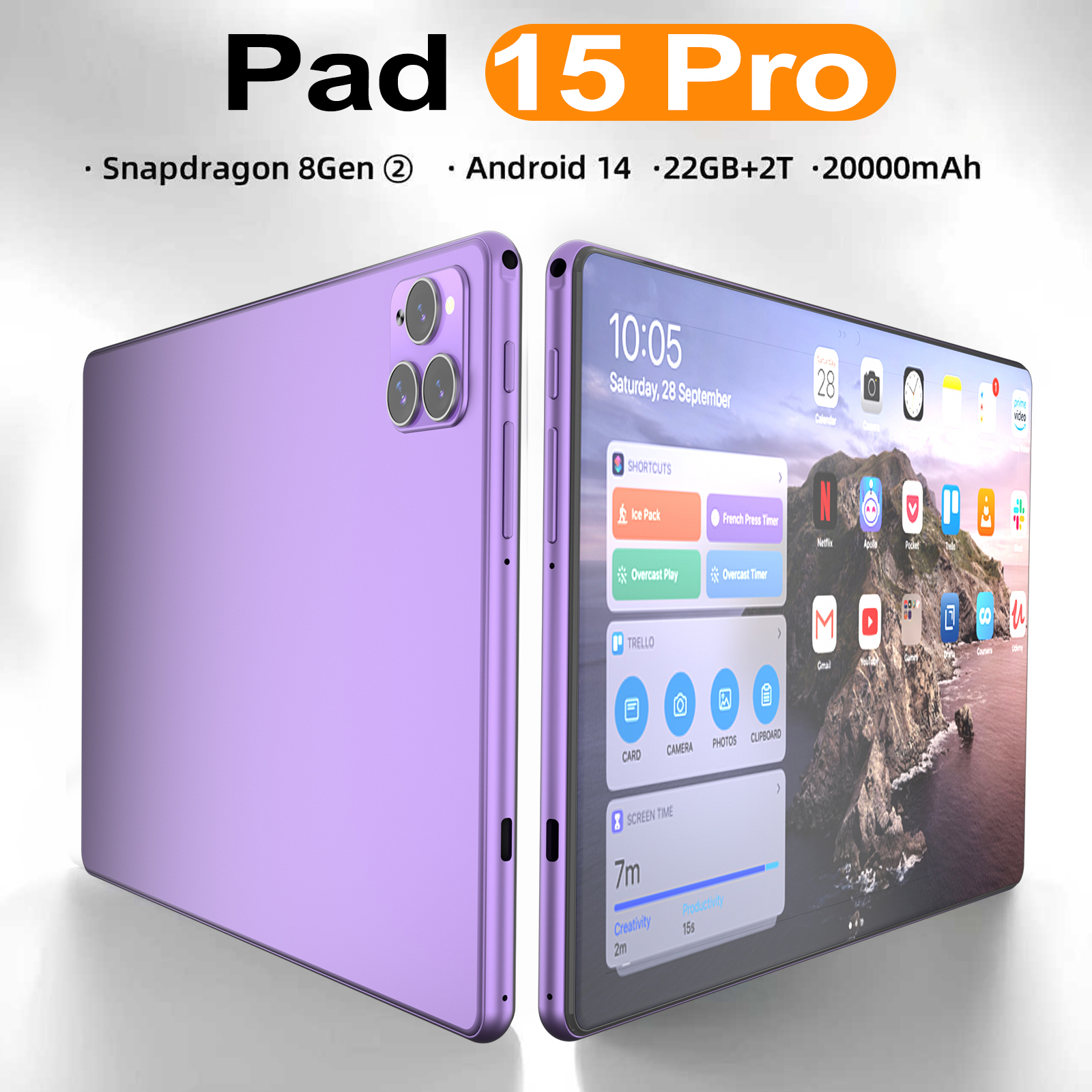 2025 nova edição global original tablet android 14 pad 15 pro 22gb + 2tb snapdragon 8 gen3 tablet 5g cartão slm duplo wifi hd tela cheia