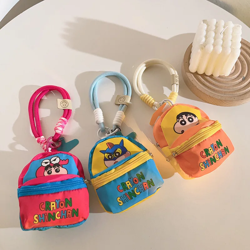Crayon shin-chan saco do telefone móvel cordão carteira fone de ouvido caso saco de armazenamento anti jogando pulseira de pulso dos desenhos animados presentes para crianças saco