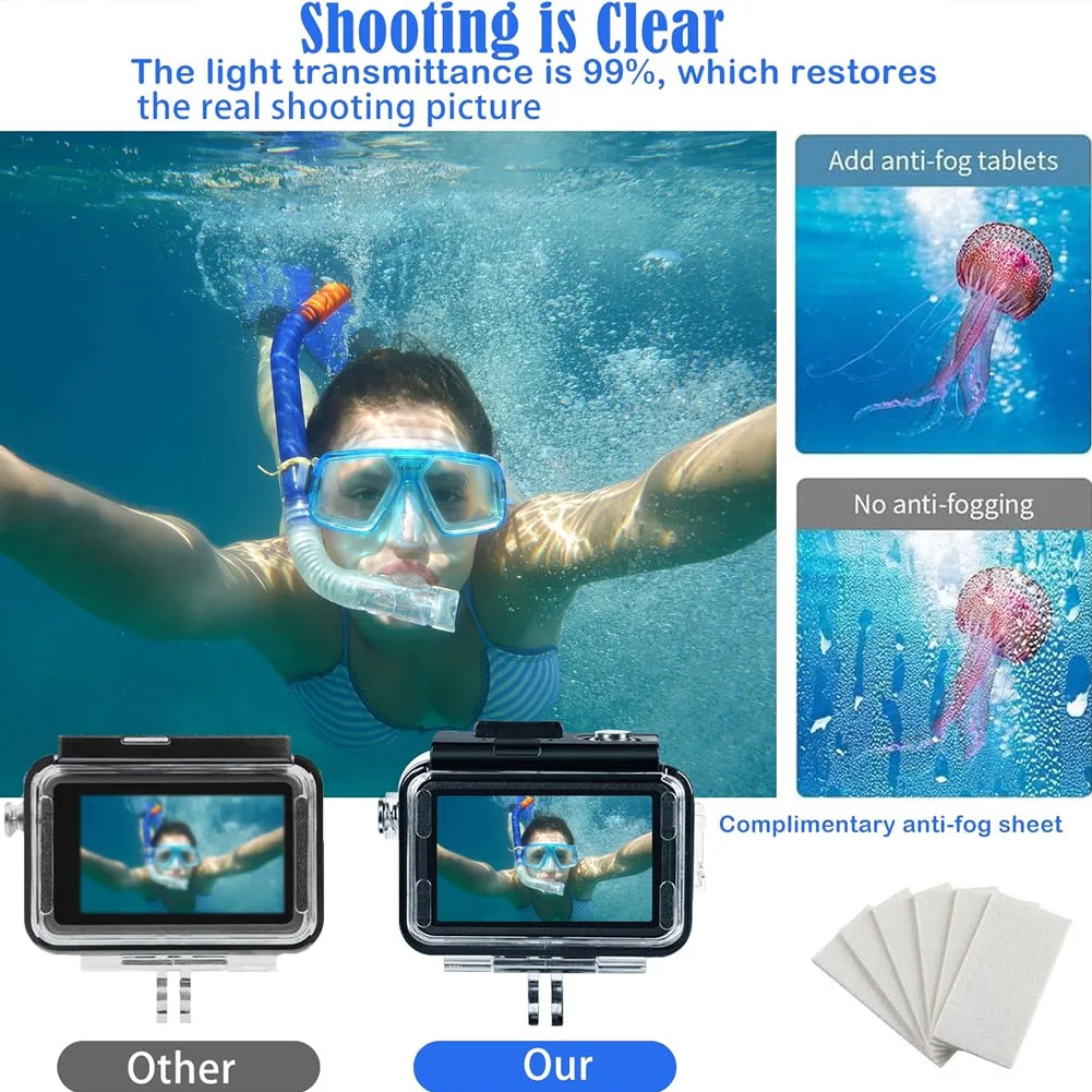MYOBO For DJI Action 5 Pro Waterproof Case Diving Underwater 60M/196FT Protective House Shell for DJI Action 5 Pro 4 3 Accessory