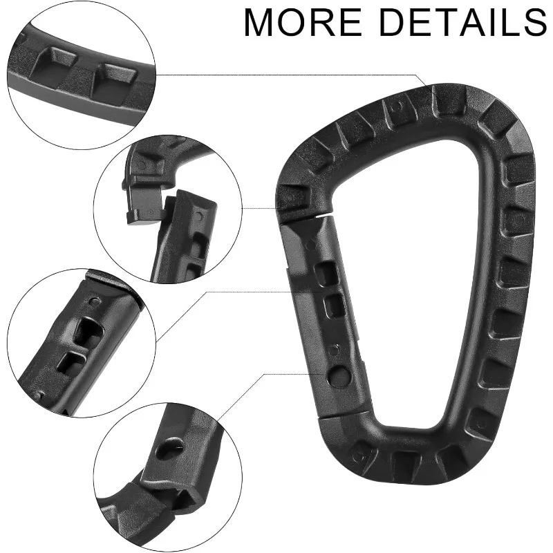 Escursionismo tattico medio leggero da esterno Escursionismo Dag esterno in plastica Acciaio a sospensione rapida con portachiavi con serratura D