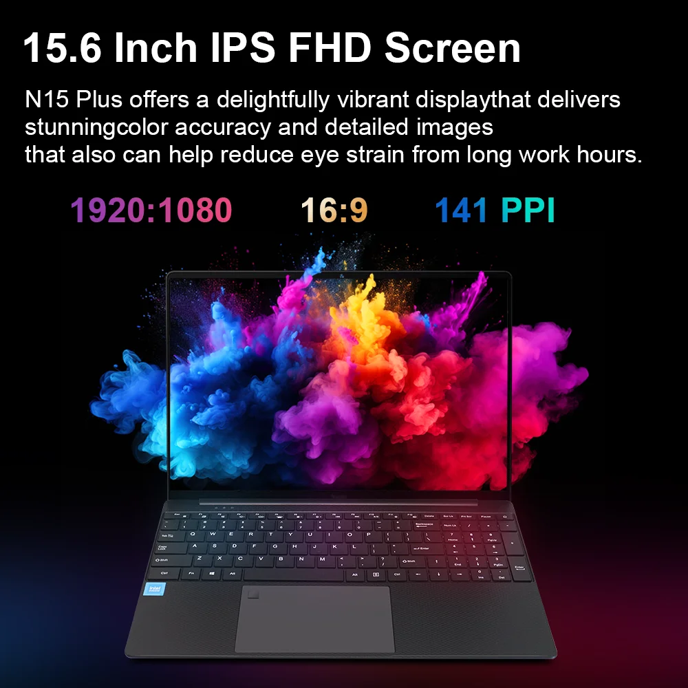 Ninkear N15 PLUS Laptop Intel 12th N100 WiFi 6 15.6-inch FHD IPS 16GB DDR4+1TB SSD Backlit Keyboard Fingerprint Reader Notebook