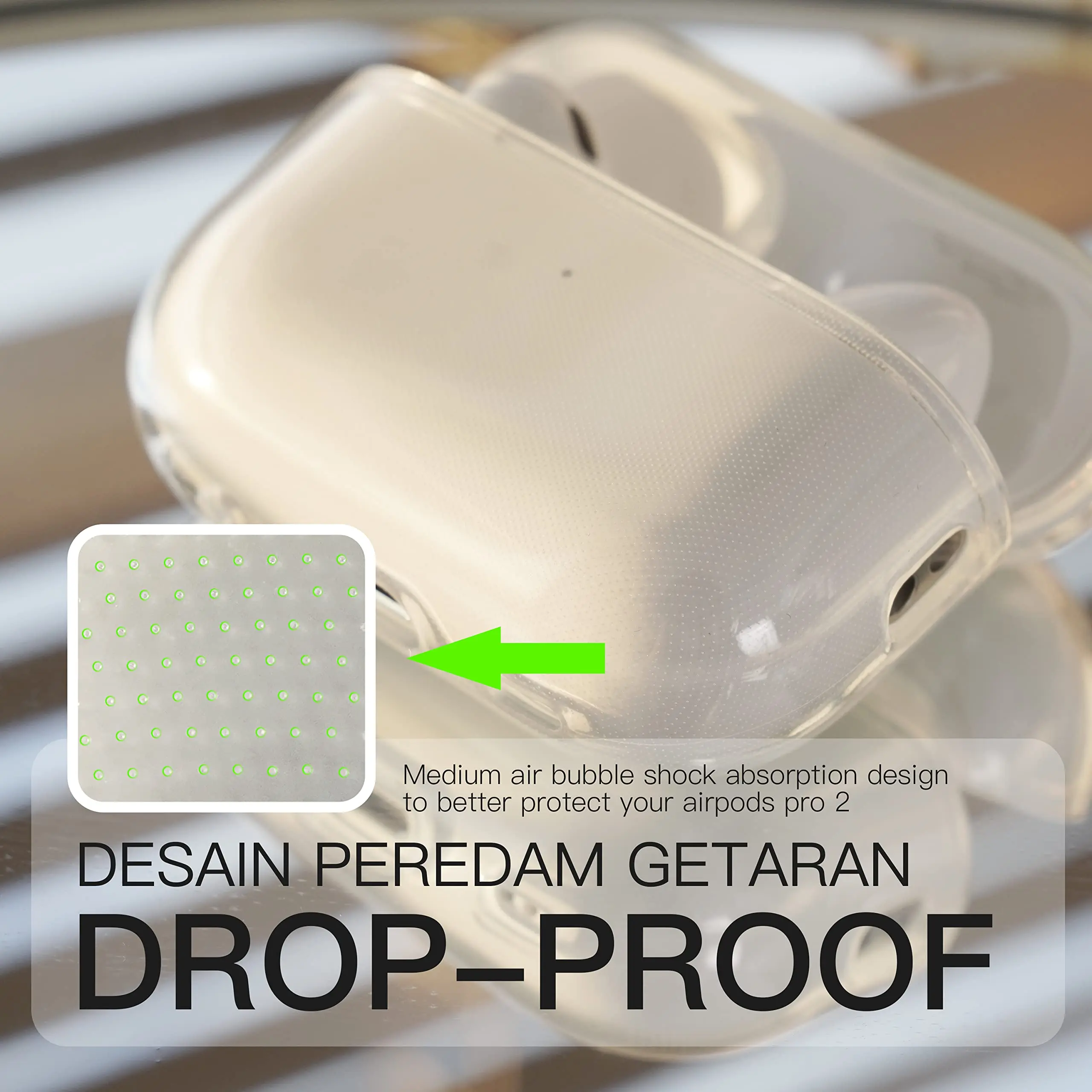 Clear Case Compatible with AirPods Pro 4 3 2 1, Soft TPU Protective Cover [Anti-Yellowing] [Shockproof] with Lanyard