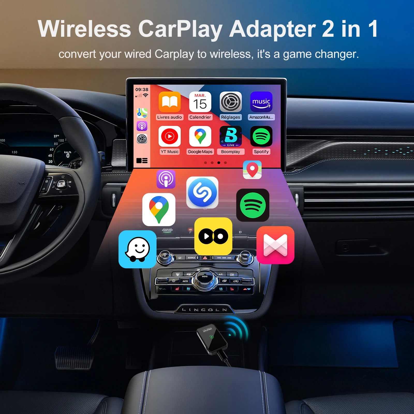IHeylinkit nuevo 2 en 1 Ai Box Mini inalámbrico Carplay Android adaptador inalámbrico automático conectividad inteligente para la mayoría de los modelos de vehículos