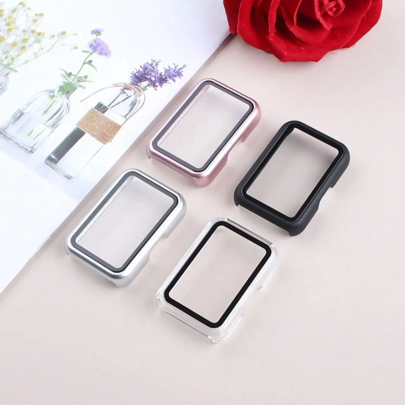 Funda mate para Samsung Galaxy Fit3, marco protector de PC con Protector de pantalla de vidrio templado incorporado, cubierta resistente a los arañazos