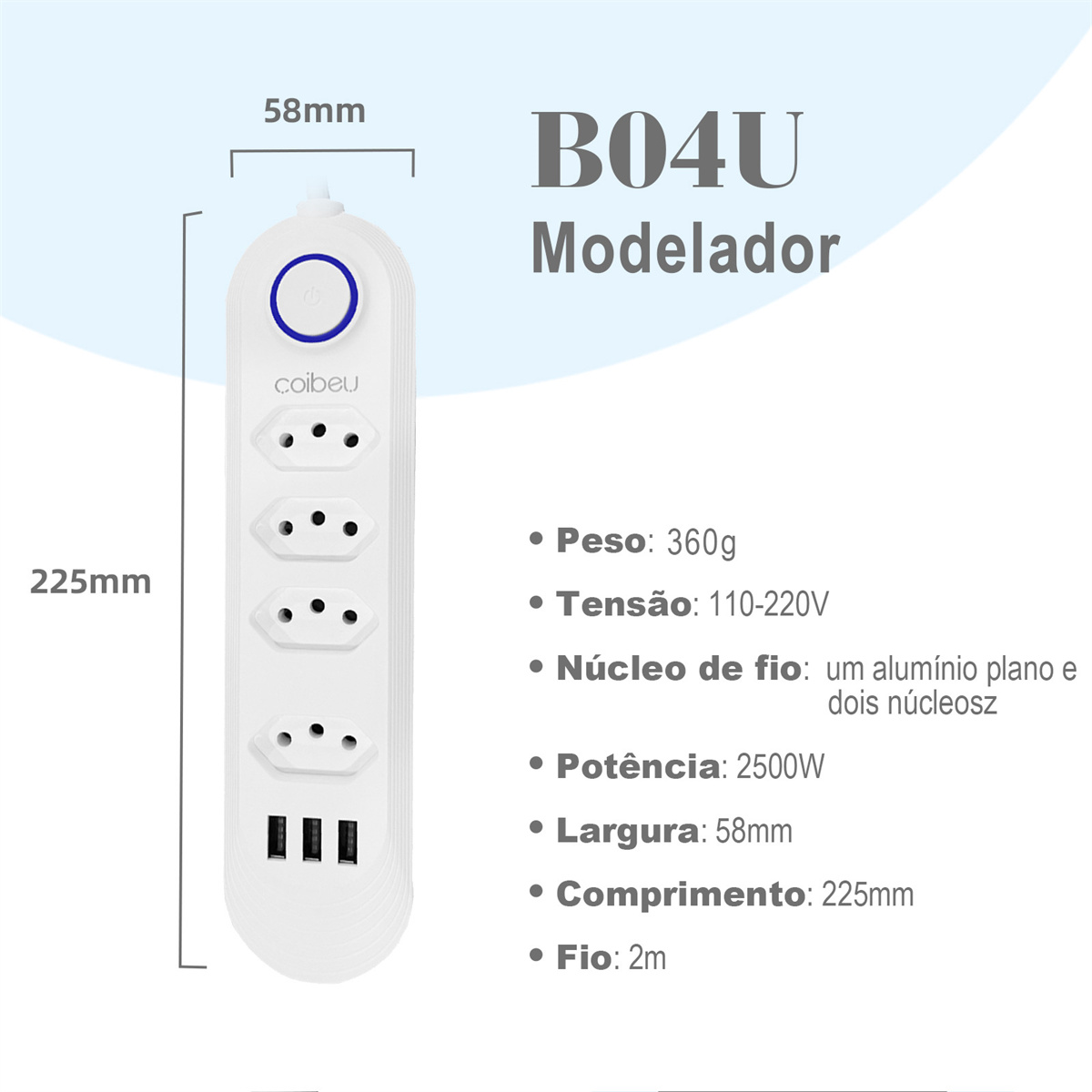 tomada usb,2m,tomada,filtro de linha,plug,extensão tomada,extensao de tomada elétrica,torre de tomadas retrátil padrão brasil