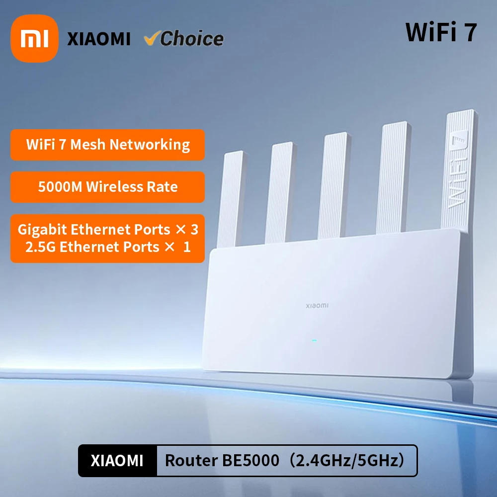 Nieuwe Xiaomi Router Be5000 Wi-Fi 7 2.4/5Ghz Dual-Frequency Mesh 2.5G High-Speed Netwerkpoort Iptv Ofdma Signaalversterker Mi Home
