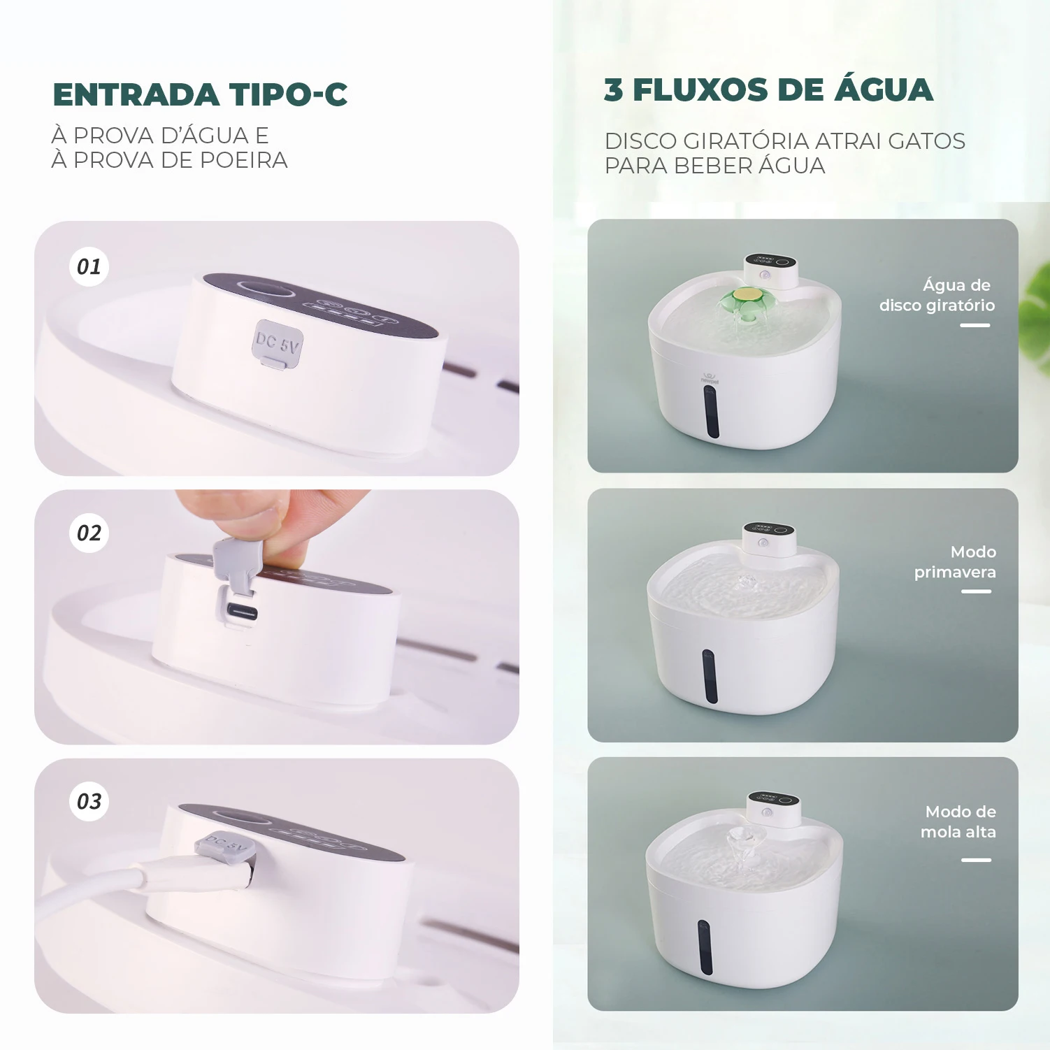 Newpet 2.6L Fonte de água sem fio para gatos Fonte de água com sensor automático para gatos Bebedor de água para cães Acessórios para bebedouros de animais de estimação