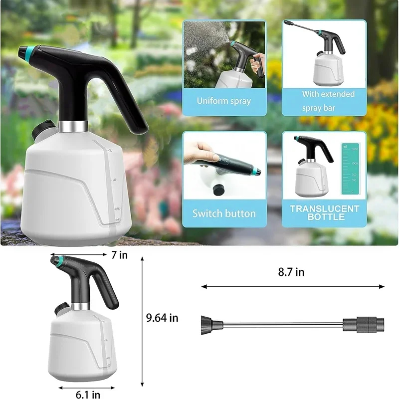 2L โรงงานไฟฟ้าสเปรย์ขวดรดน้ําอัตโนมัติ Fogger USB ไฟฟ้า Sanitizing Sprayer รดน้ําเครื่องพืชสวนเครื่องมือ