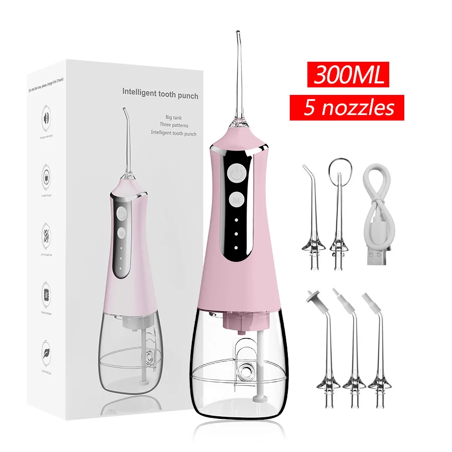 Irrigador oral portátil dental água flosser usb recarregável jato de água fio dente picareta jato ponta modos à prova dwaterproof água