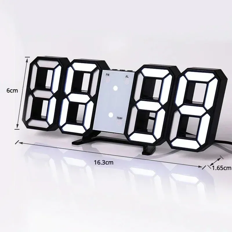 3D 미니 LED 디지털 벽시계, 탁상 시계, 전자 알람 시계, 거실 벽시계, DIY 주방 타이머