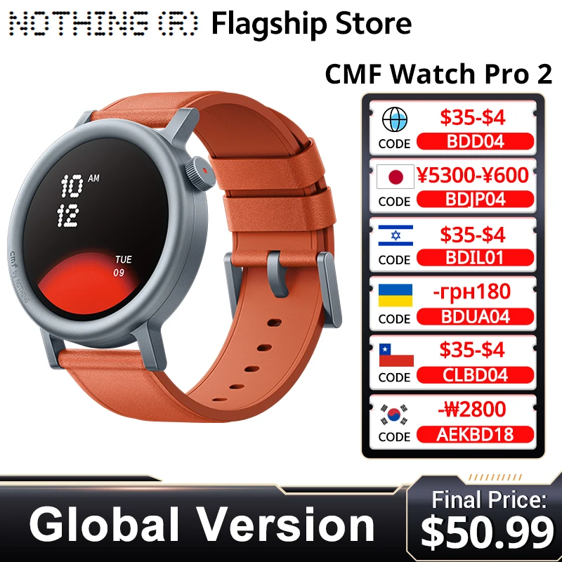 Семейный CMF by Nothing Watch Pro 2 1,32 "AMOLED Bluetooth 5,3 BT звонки с ИИ шумоподавлением watch 2 GPS cmf watch pro 2