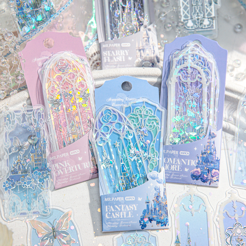 4 สไตล์ 10 ชิ้น/แพ็ค SHELL Light PVC Bookmark Streamer Dream สูงมูลค่า INS สดอ่าน Mark การ์ดตกแต่งเครื่องเขียนนักเรียน
