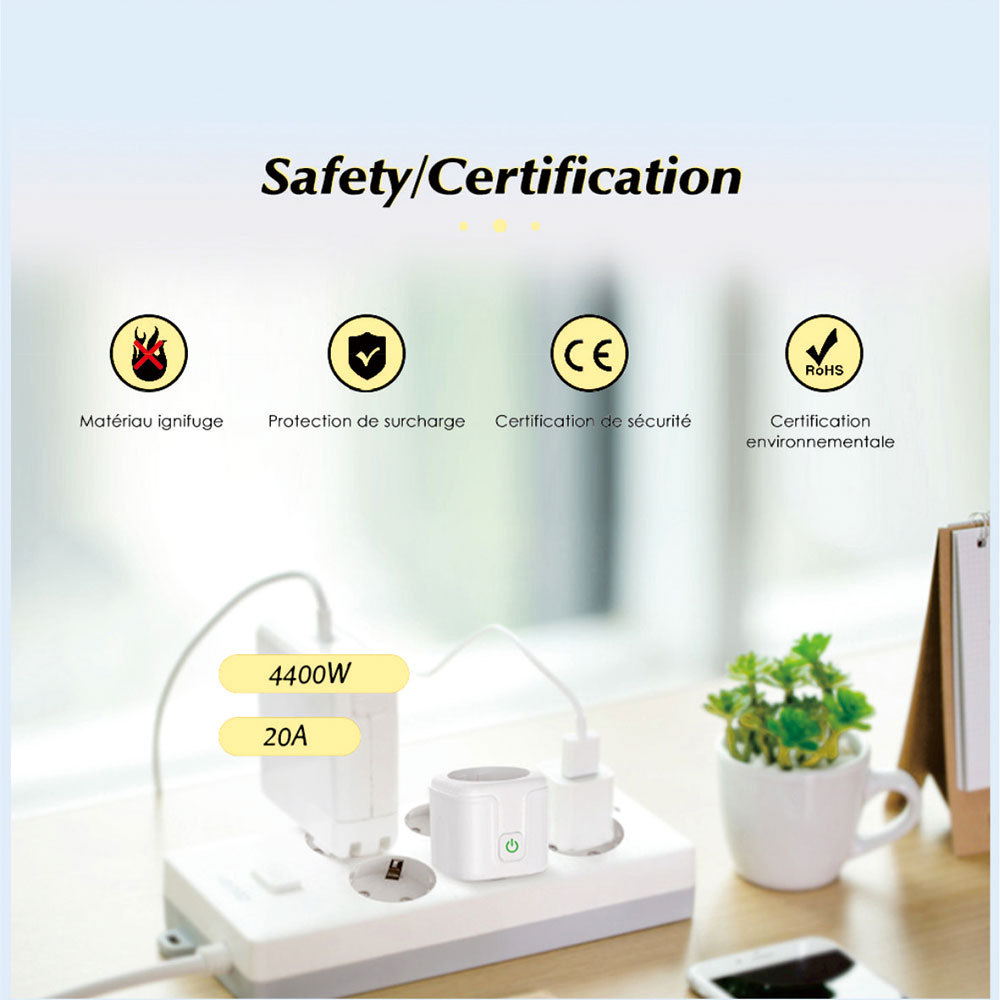 Tuay Smart Socket EU16A/20A Wifi Smart Plug With Power Monitoring Smart Life APP Remote Control Support Google Assistant Alexa