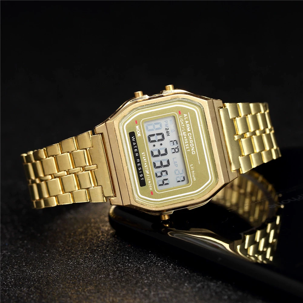 2025 relojes digitales para hombres, reloj de pulsera deportivo resistente al agua, reloj de pulsera LED electrónico dorado para mujeres, reloj informal para hombre