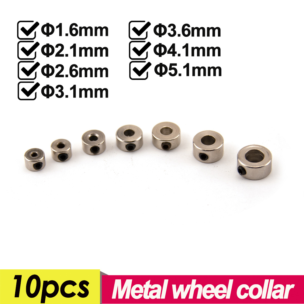 10 Uds. Collar de rueda, eje de armario, buje de acero, tapón de tren de aterrizaje, diámetro interior 1,6/2,1/2,6/3,1/3,6/4,1/5,1 MM para avión RC