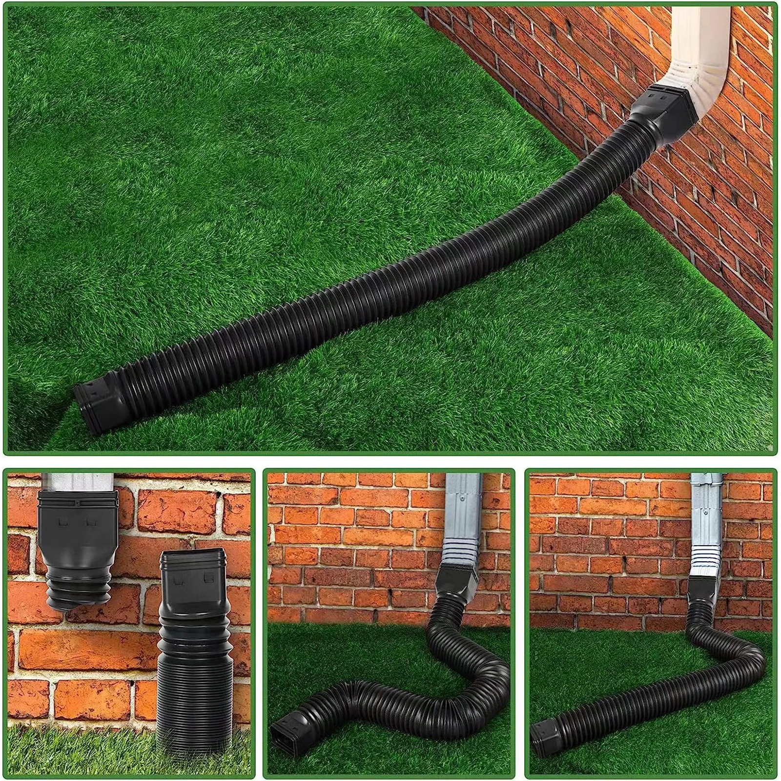 รางน้ําฝน Downspout Extensions ท่อระบายน้ําแบบยืดหยุ่น Downspout Extender Connector พร้อม 3x4in และ 2x3in ตัวเชื่อมต่อสกรูสําหรับรวม