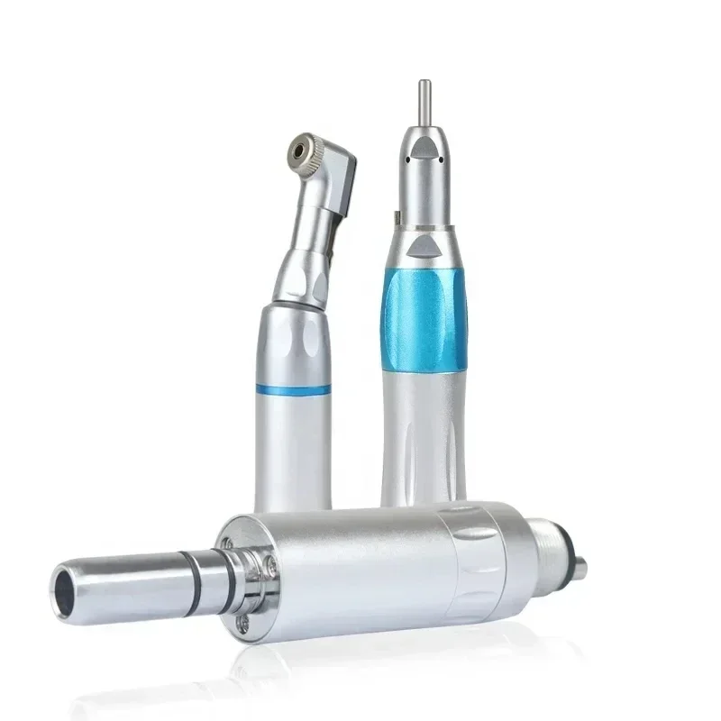 4Pcs/Kit LED High Speed Dental Handpiece Low Speed Kits With Lights E-generator Push Button 3 Water Spray 2/4 Holes