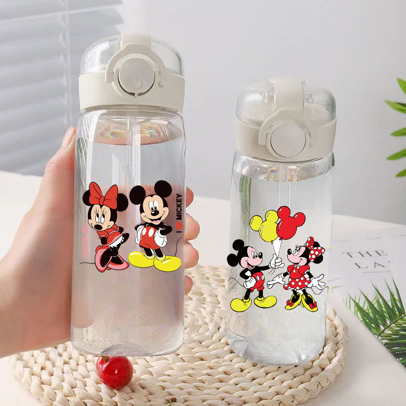 Disney Mickey Mouse คู่การ์ตูนถ้วยฟางนักเรียนชายและหญิง DROP-Resistant ฤดูร้อนใหม่แก้วน้ําดูดีแบบพกพา