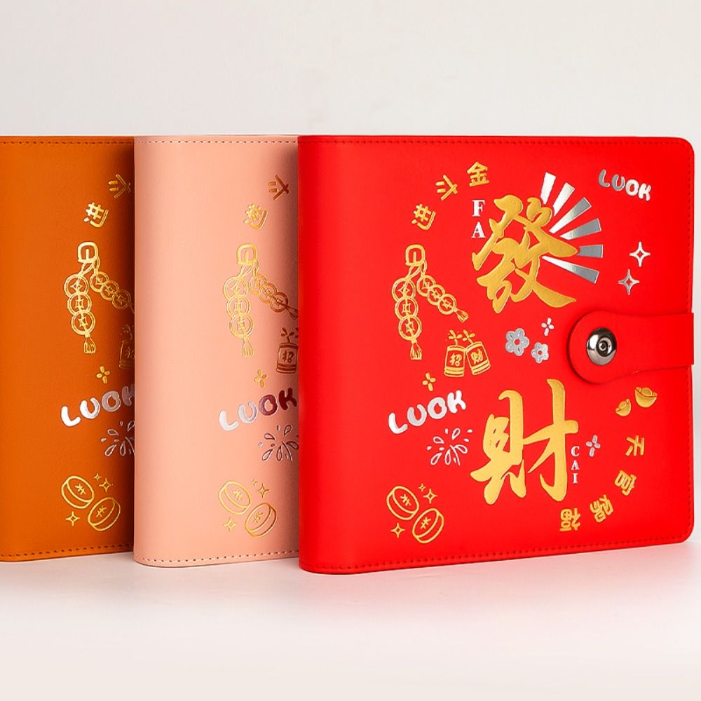 50Sheets Saving Money Binder PU Leather Loose-leaf Colorful Shine Budget Binder Wallet Storage Refillable Account Book