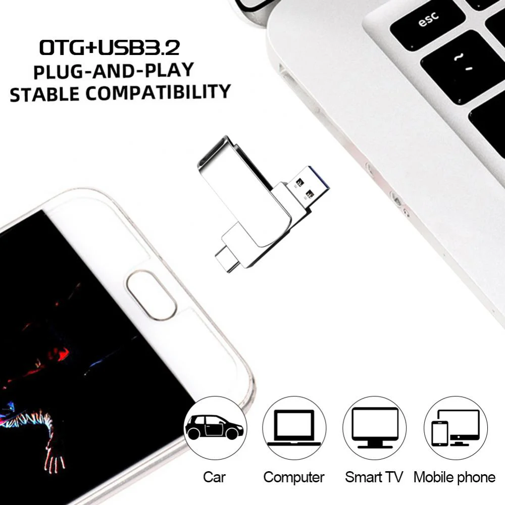 Xiaomi USB 3.2 16 ТБ USB-накопитель Type-c 2-в-1 8 ТБ 16 ТБ OTG Pendrive 4 ТБ Высокоскоростной флэш-накопитель 2 ТБ для компьютера, ноутбука