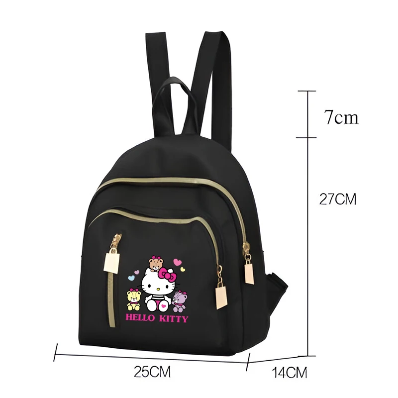 Zaino piccolo in nylon Hello Kitty – Borsa a tracolla casual multitasche da donna con cinghie regolabili, per viaggi e uso quotidiano